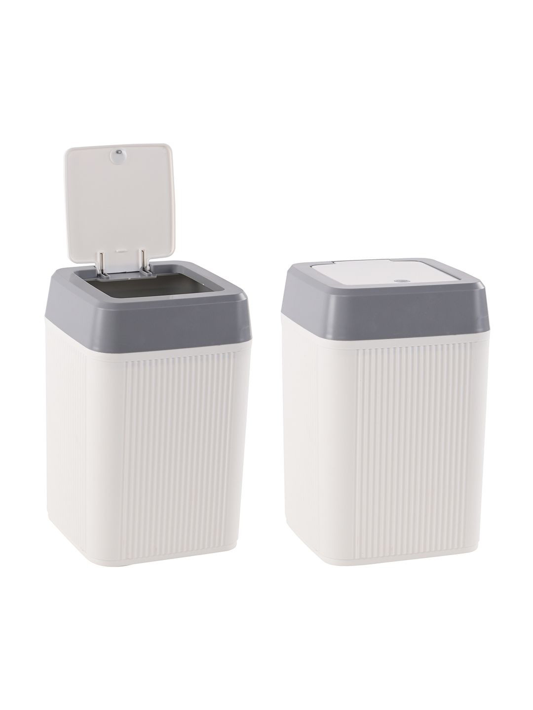 Kuber Industries 2-Pcs White One Press Open Lid Dustbin10L