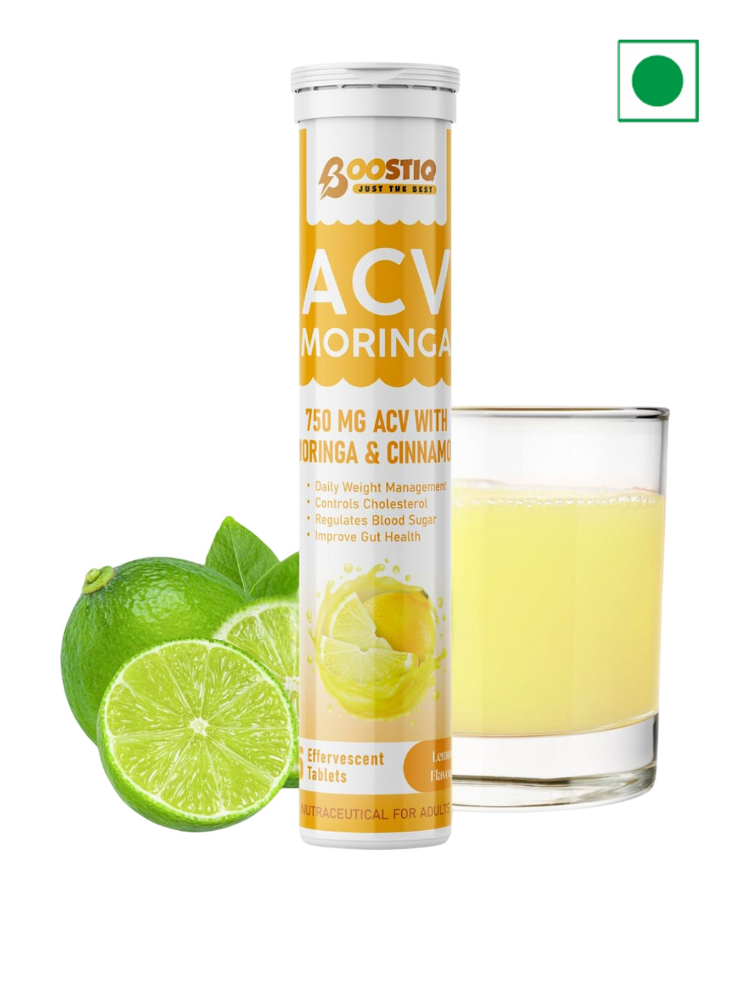 Boostiq Apple Cider Vinegar Tablets - 15 Effervescent Tablets - Lemon Flavor