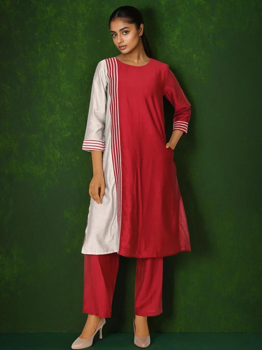 Dora Dori Women Colourblocked Tunic With Trousers Co-ords