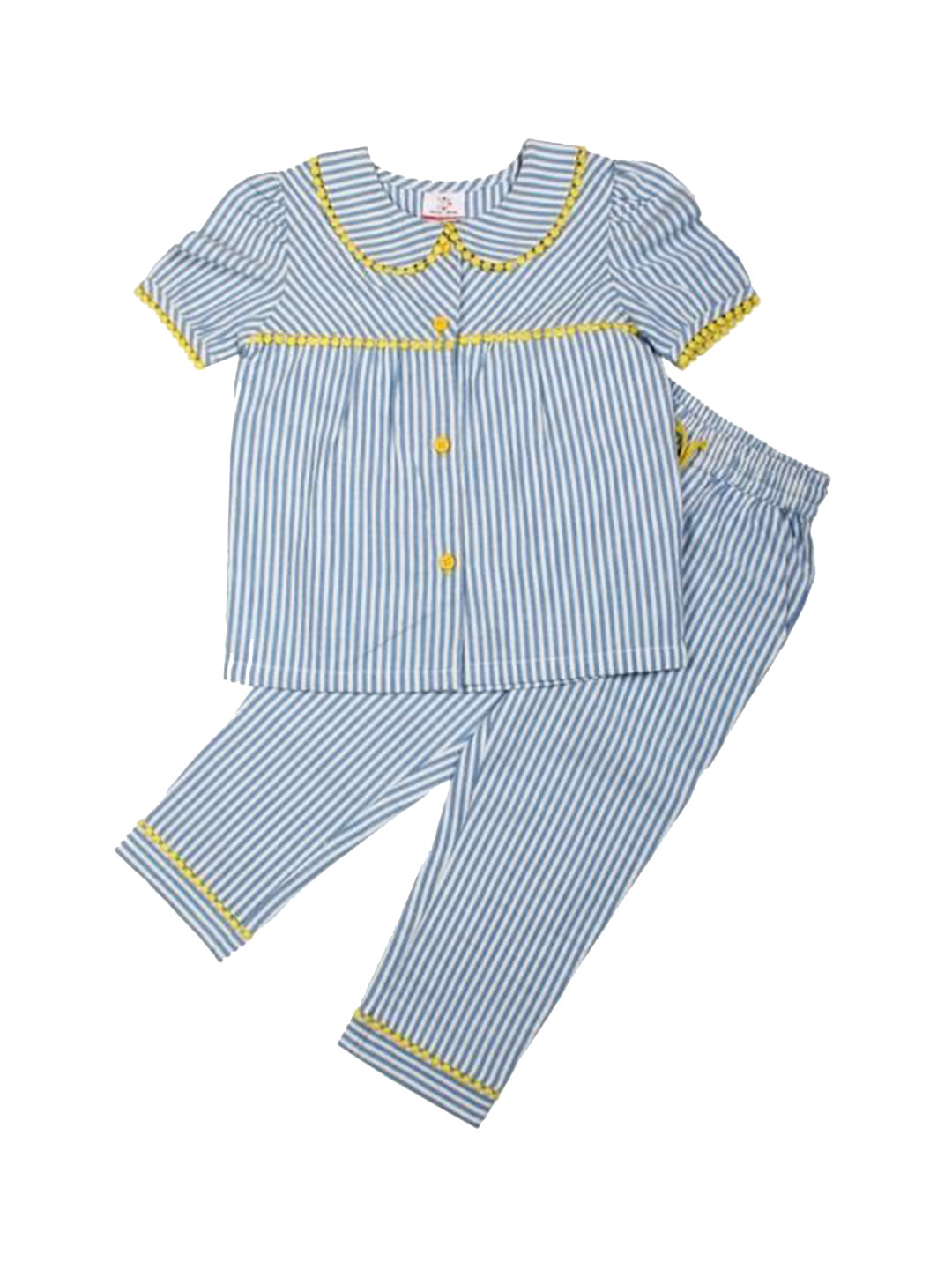 KRISS-CROX Girls Striped Shirt & Jogger Night suit