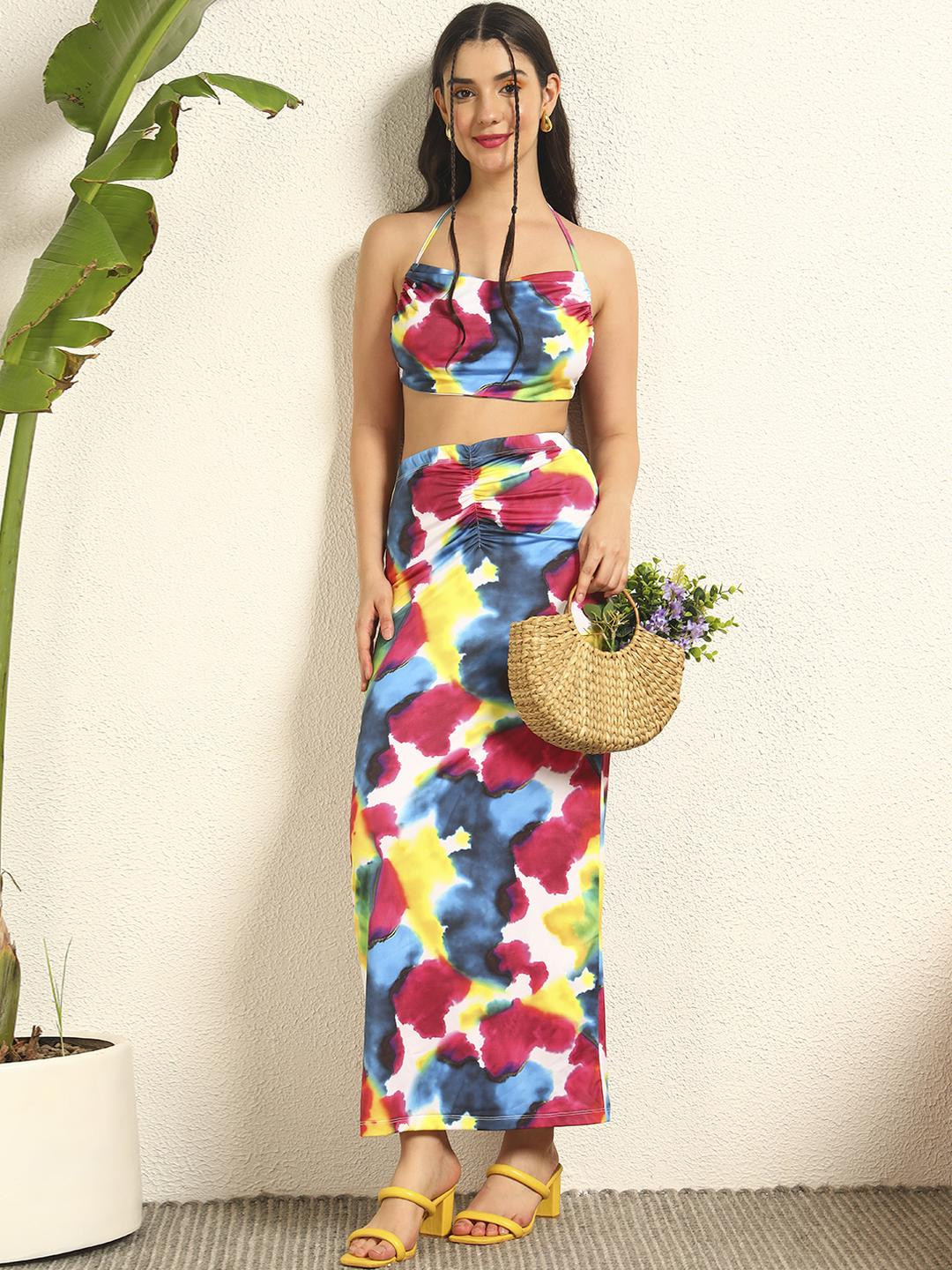 TANDUL Women Polyester Sleeveless Top And Skirt Set
