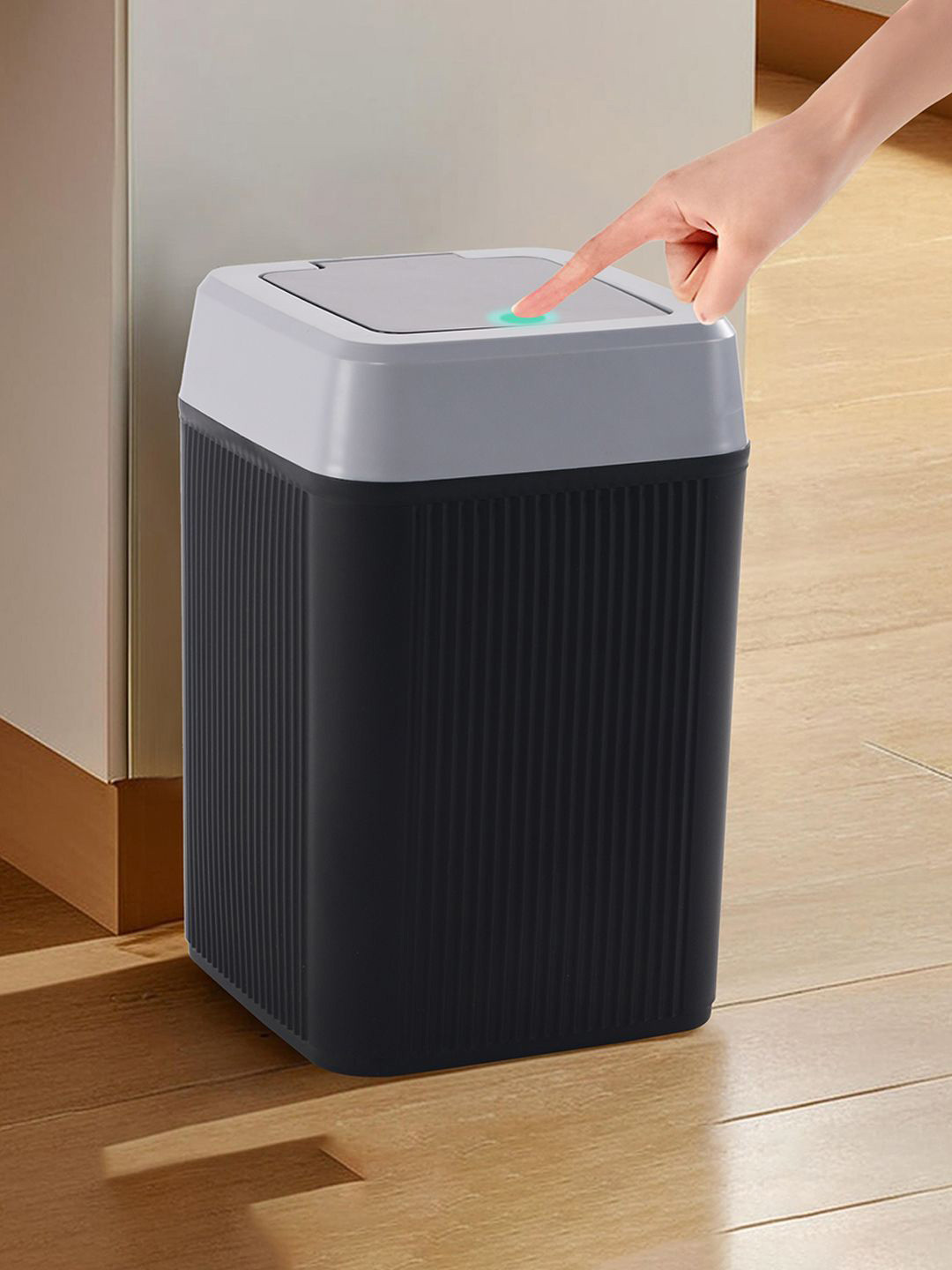 Kuber Industries Black & Grey 10 Ltr Plastic Dustbin for Kitchen