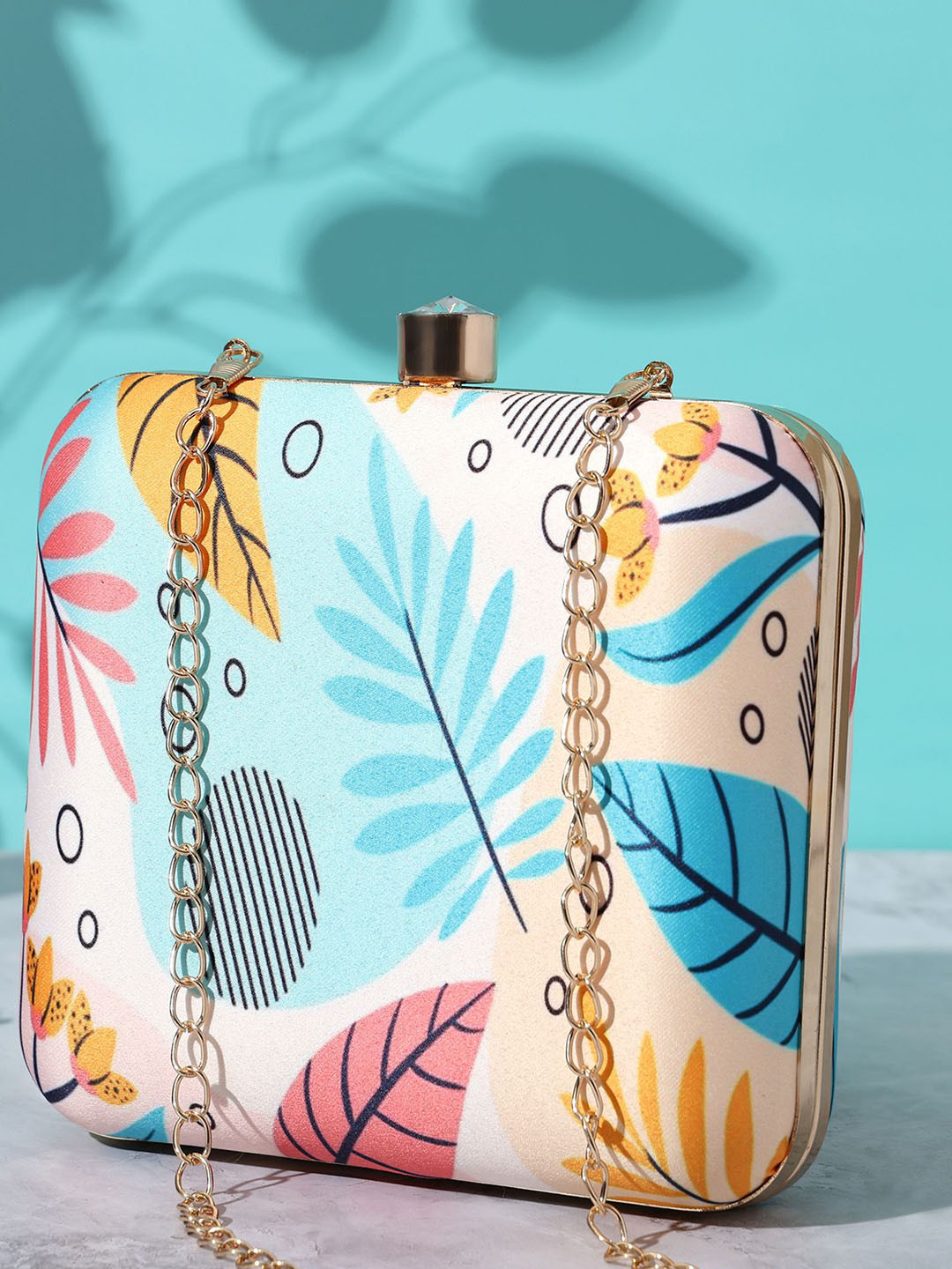 MYBWO Leaf It Girl Tropical Vibe Printed Box Clutch