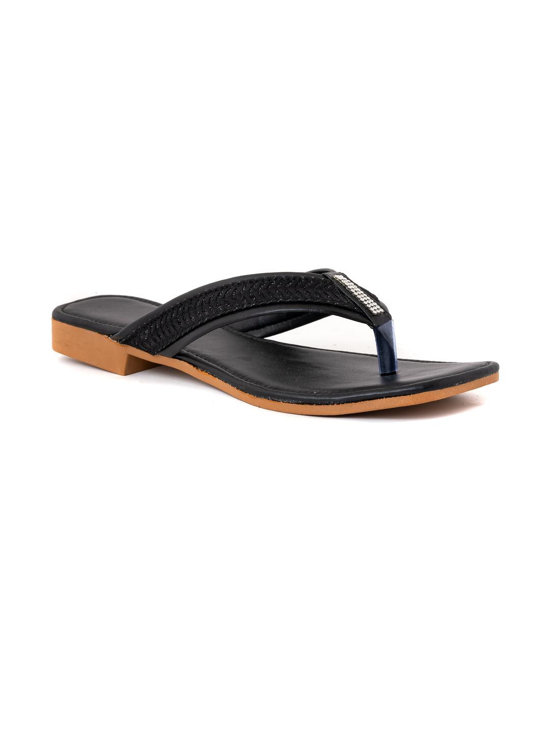 citaali Women Black Synthetic Leather Comfort Sandals