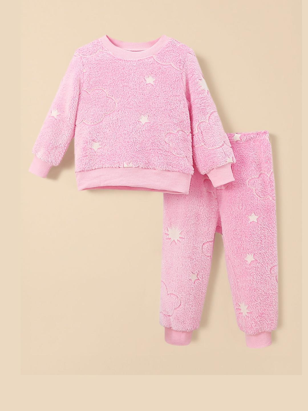 Hopscotch Unisex Kids Glow In The Dark Printed T-shirt and Pyjama Night Suit