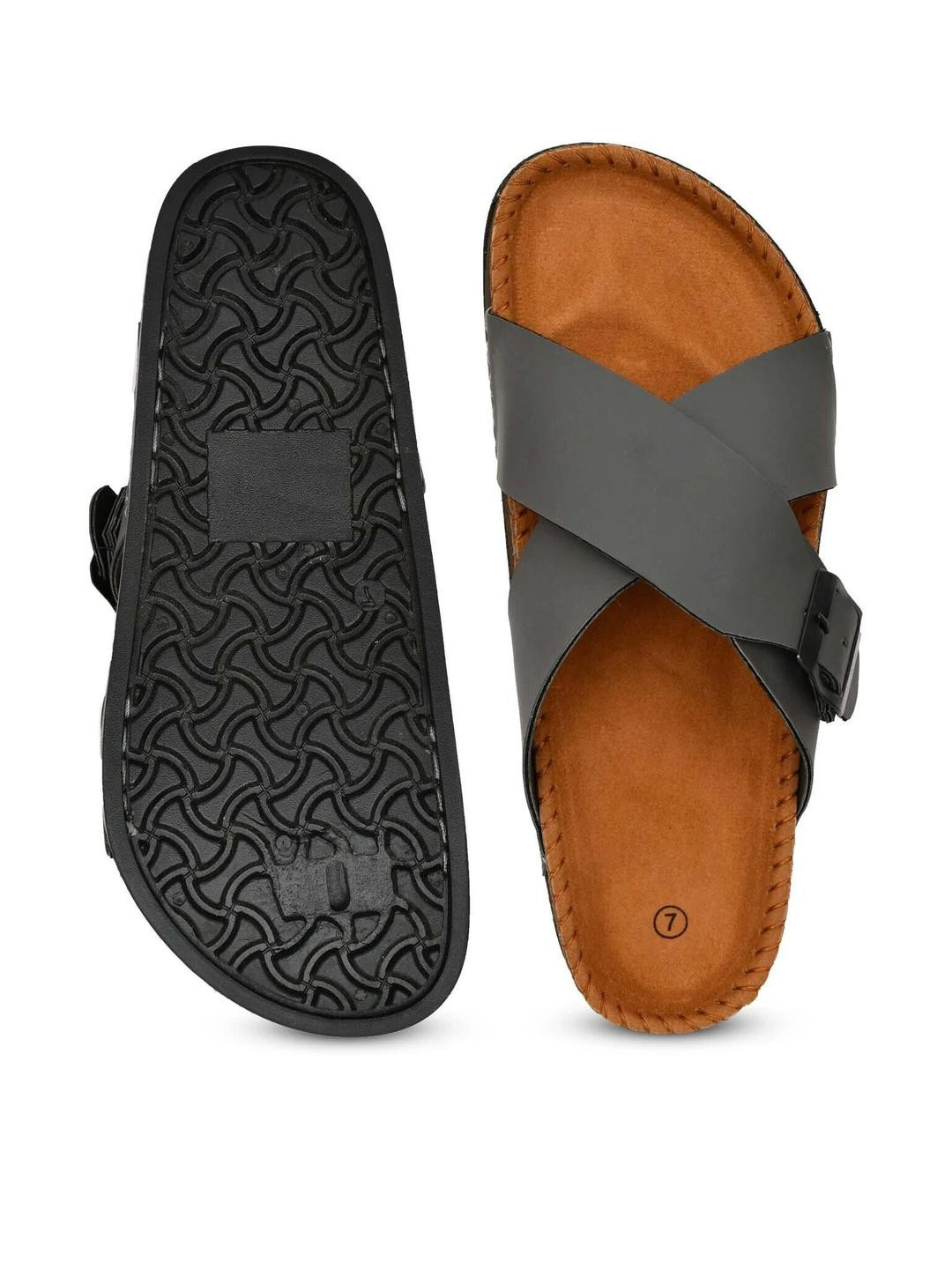 VATELIO Men Brown & Grey Synthetic Buckle Sandals With TPU Sole
