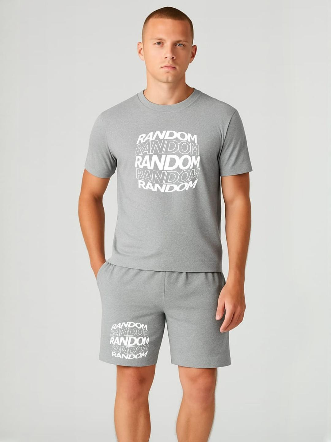 FABSTIEVE Random Printed Round Neck T-Shirt With Shorts Co-ords