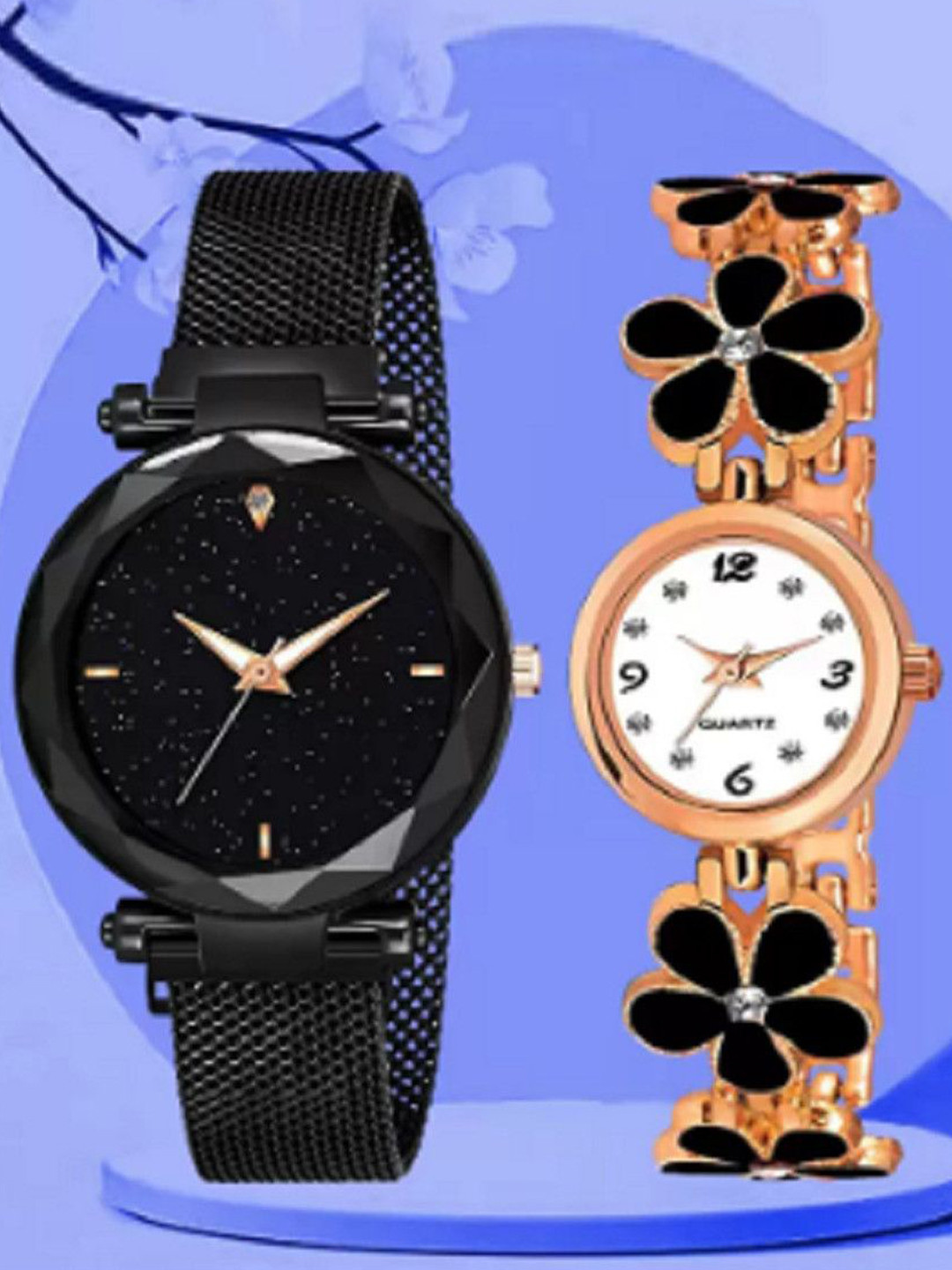Miss Perfect Women Pack of 2 Embellished Dial & Bracelet Style Straps Analogue Watch LJ357
