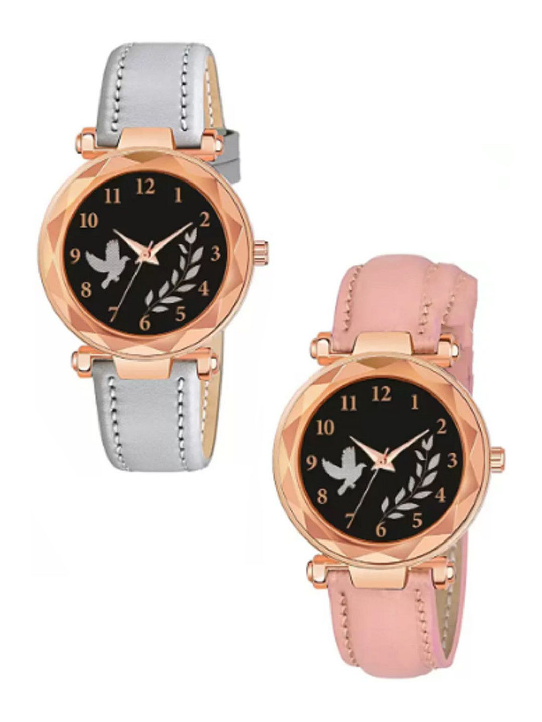 Miss Perfect Women Set of 2 Round Dial & Regular Straps Analogue Watch QE189