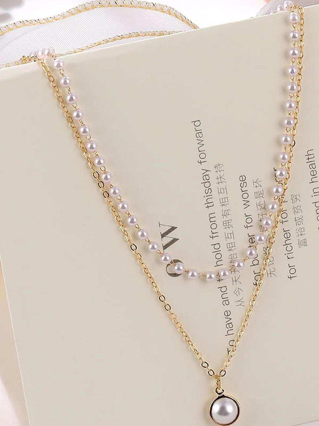 DressBerry Charming Gold Plated Double Layered Pendant Necklace