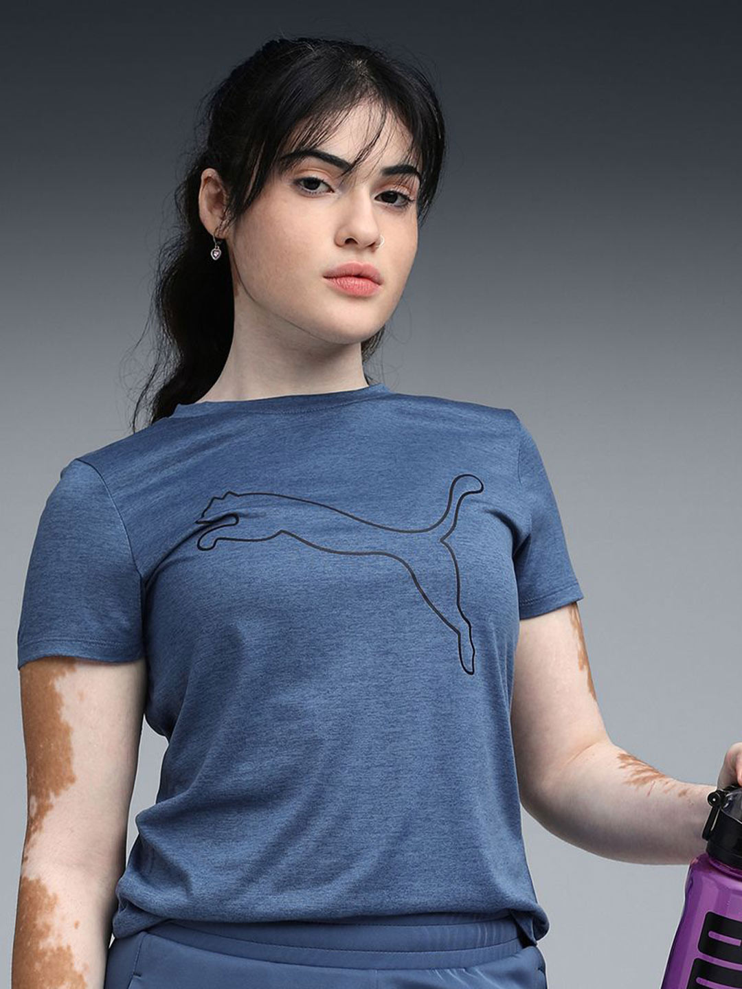 Puma Brand Logo Printed Train All Day Heather T-shirt
