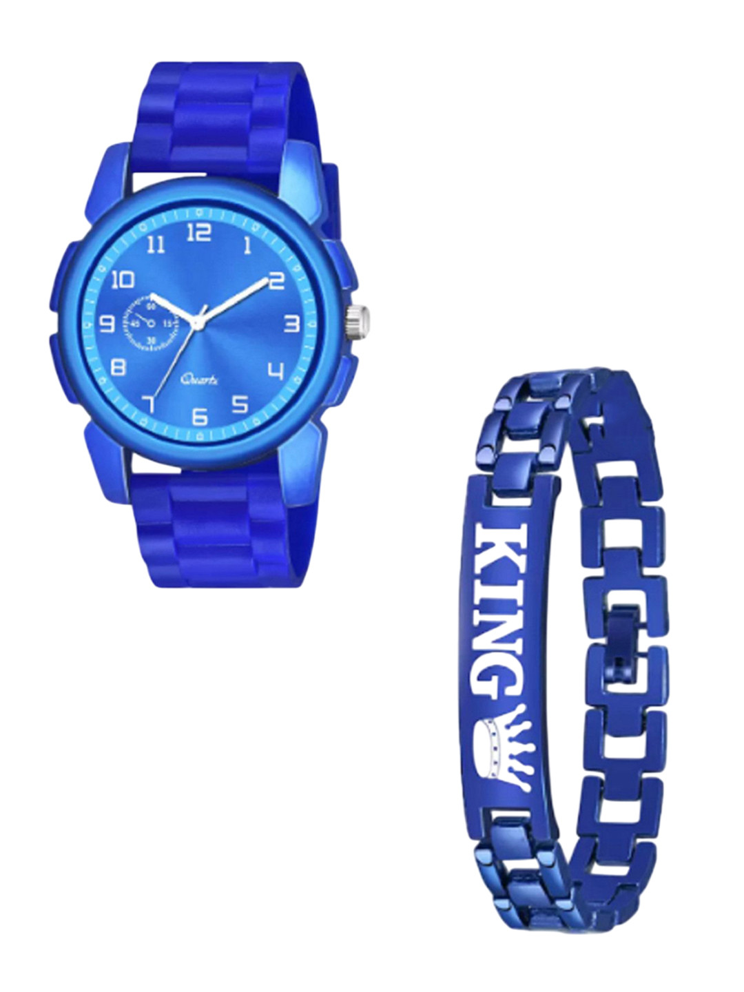 Miss Perfect Men Round Dial & Braided Straps Analogue Watch And A Bacelet ACC41