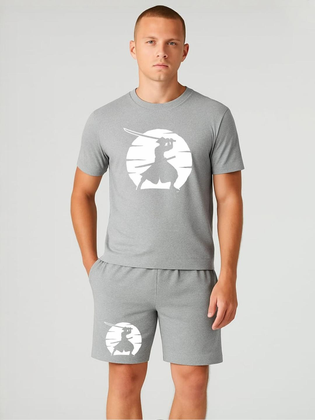 FABSTIEVE Ninja Printed Round Neck T-Shirt With Shorts Co-Ords