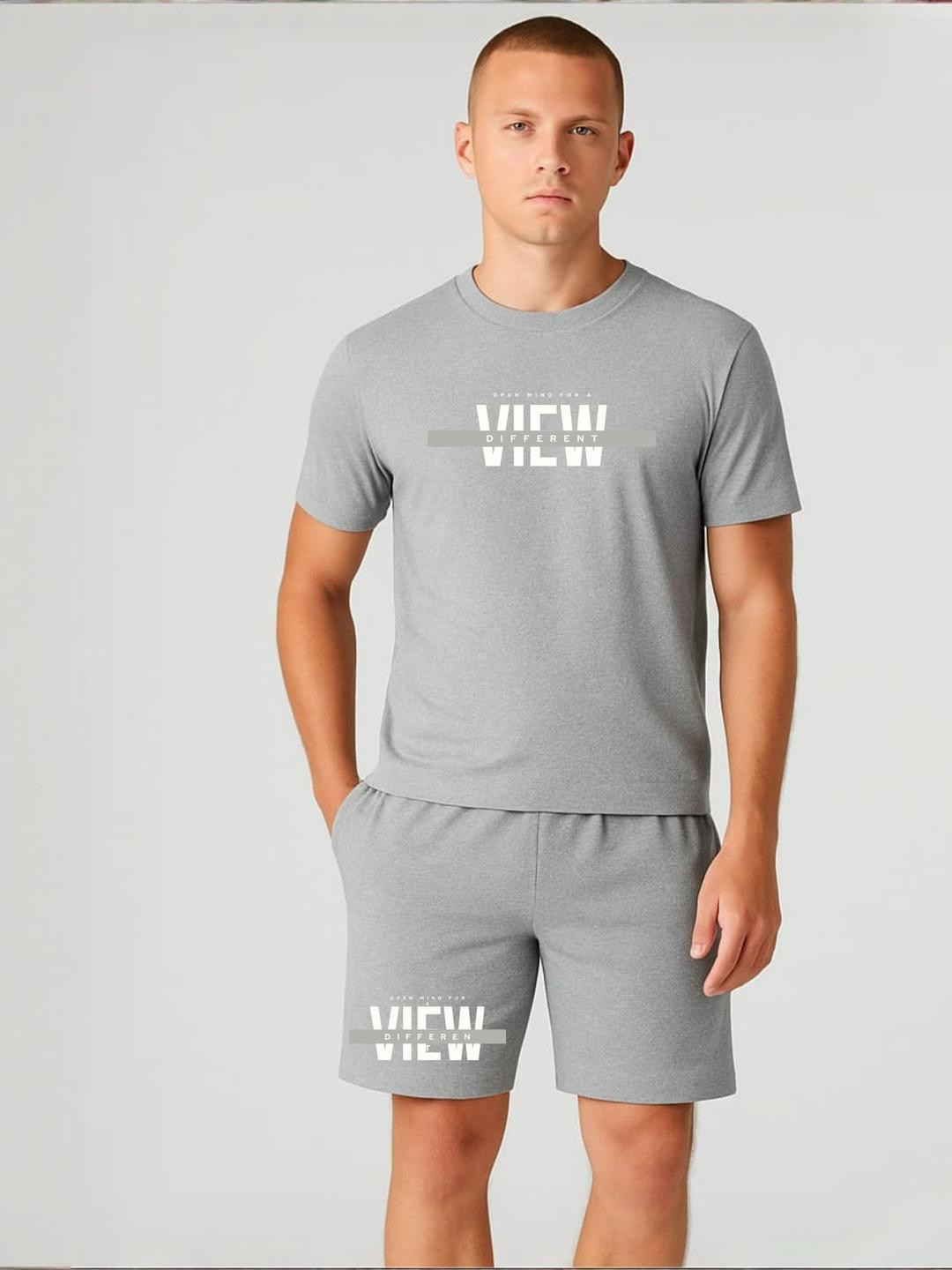 FABSTIEVE View Different Printed Round Neck T-Shirt With Shorts Co-Ords