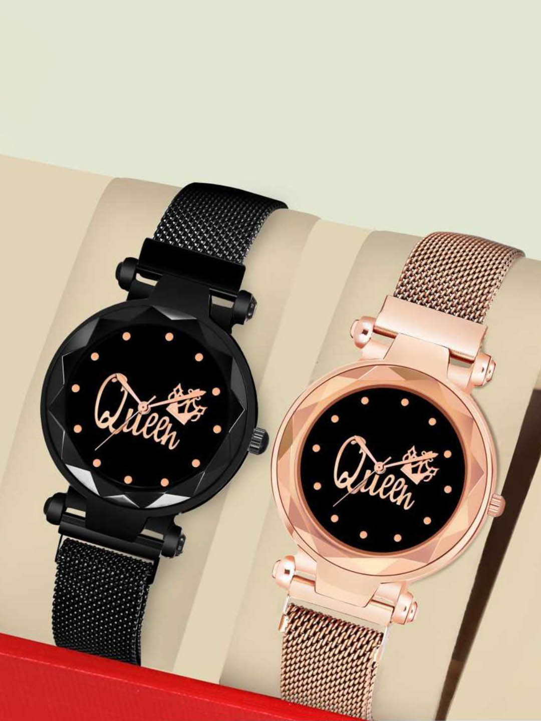 Miss Perfect Women Set of 2 Round Dial & Bracelet Style Straps Analogue Watch JK1408