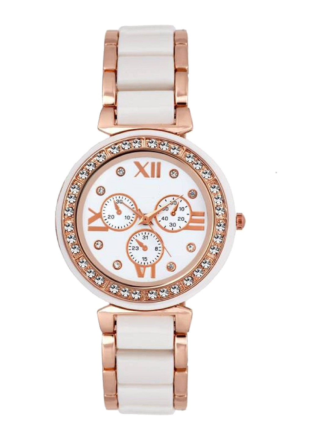 Miss Perfect Women Round Embellished Dial & Bracelet Style Straps Analogue Watch FA277