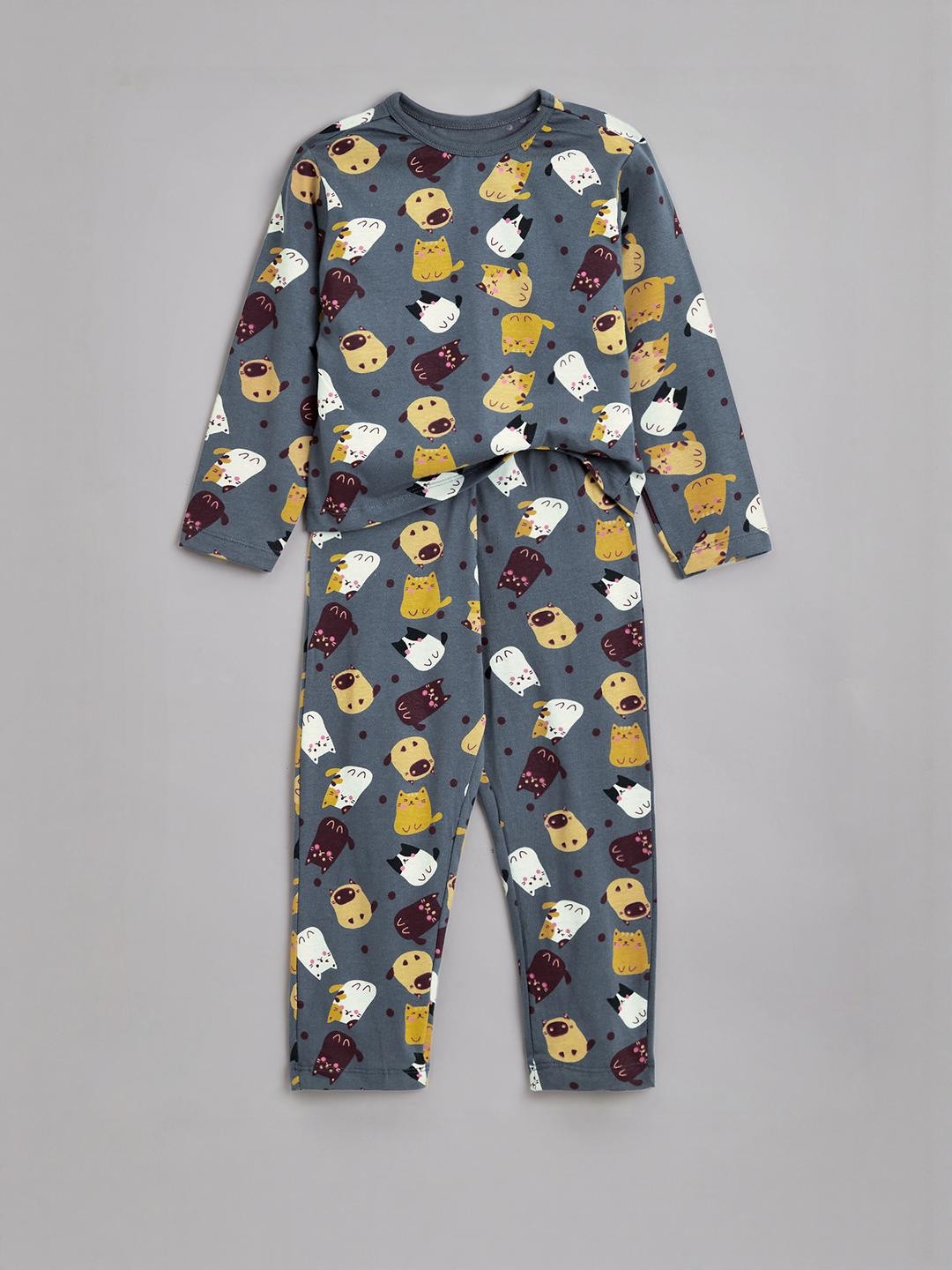 Hopscotch Unisex Kids Animal Buddies Printed Night Suit