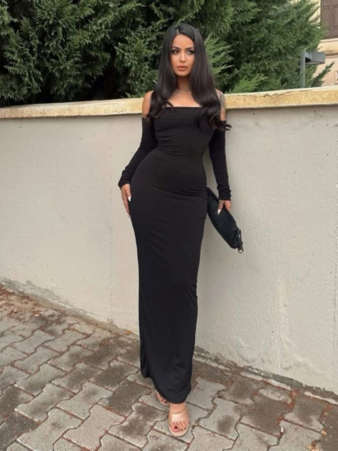 StyleCast Women Bandeau Strapless Maxi Dress With Slits