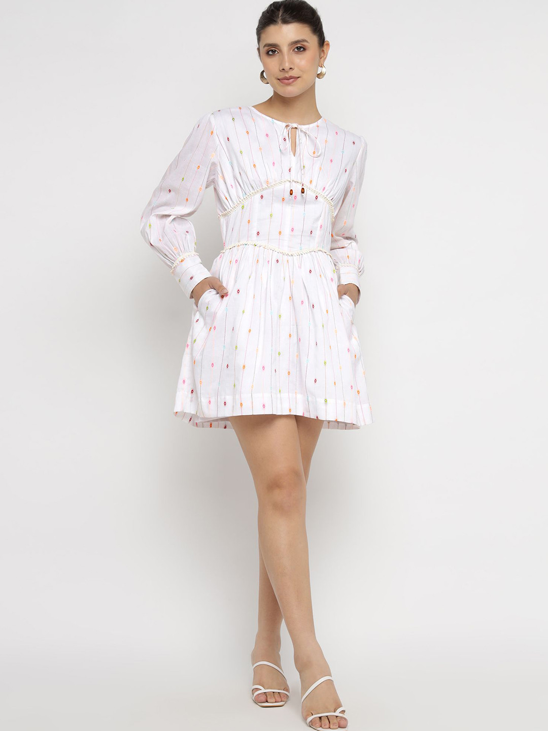 theulluu.com Striped Cotton Fit & Flare Mini Dress