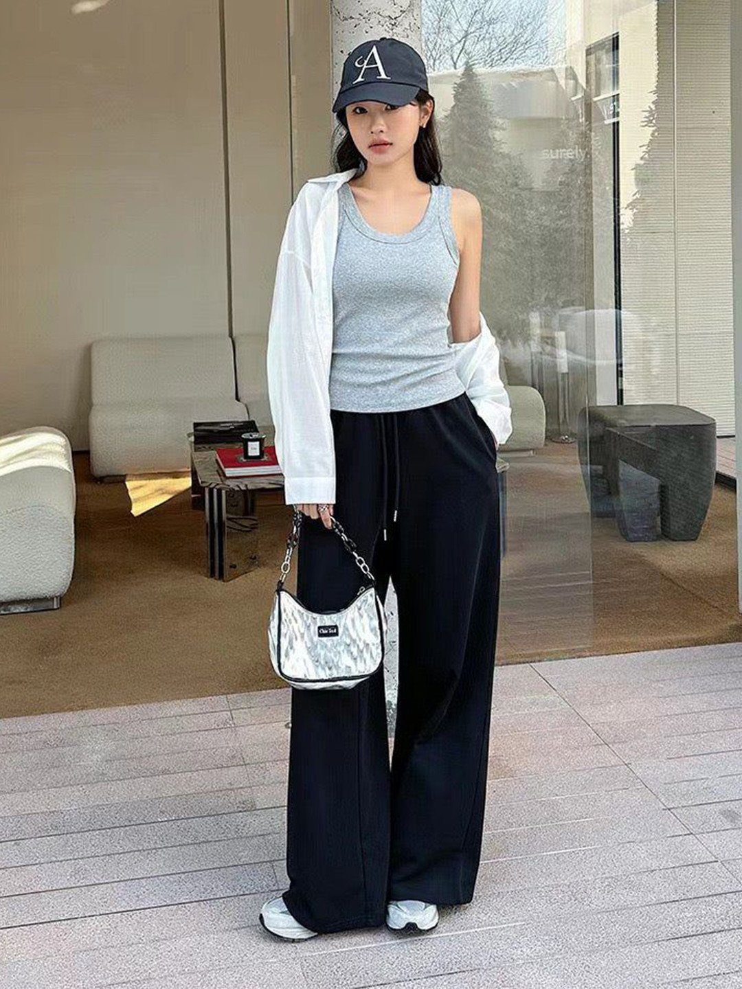 Miss Mosa By Akanksha  Women Ribbed  Light Grey Rumi Tank Top