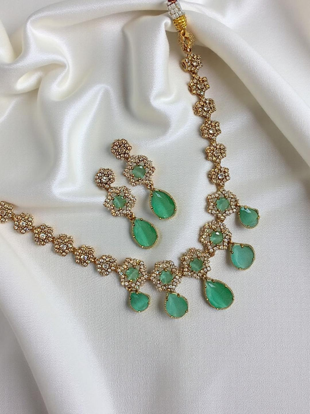 BlingNation Women's Antique-Toned AD Necklace and Earrings Set