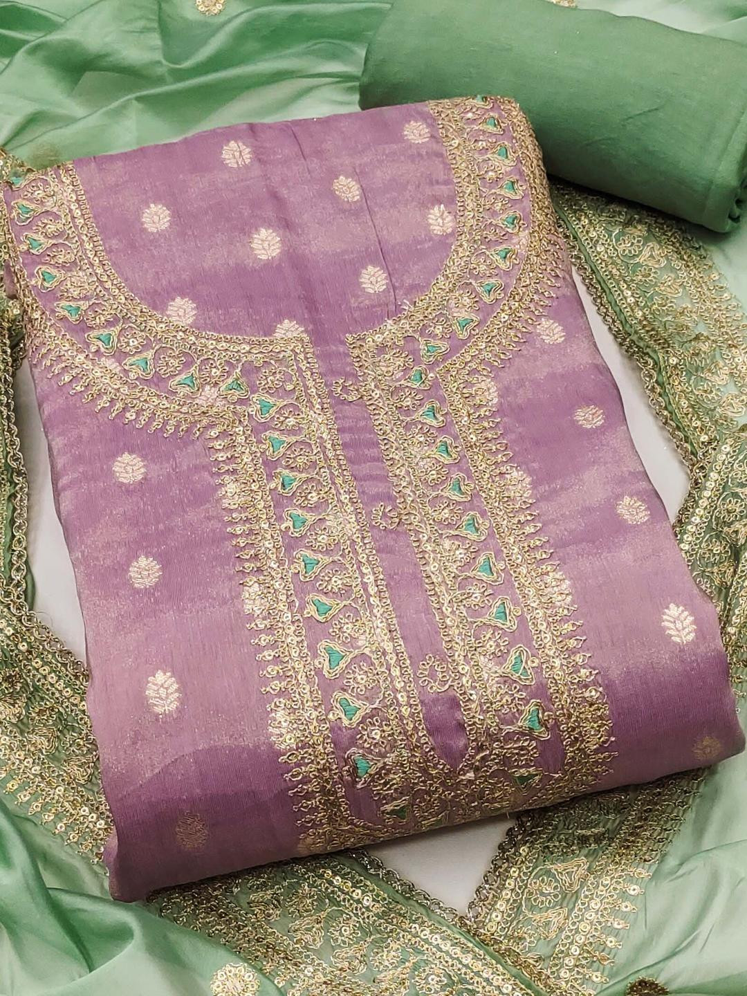 KALINI Lavender Simmer Silk Woven Unstitched Dress Material