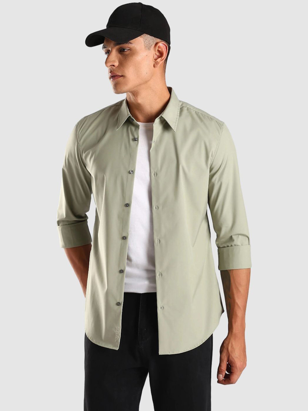 Calvin Klein Jeans Spread Collar Cotton Slim Fit Casual Shirt