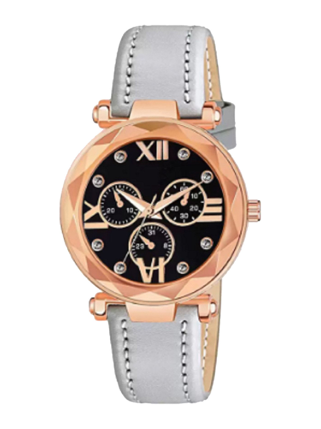 Miss Perfect Women Embellished Dial & Leather Straps Analogue Watch LJ436
