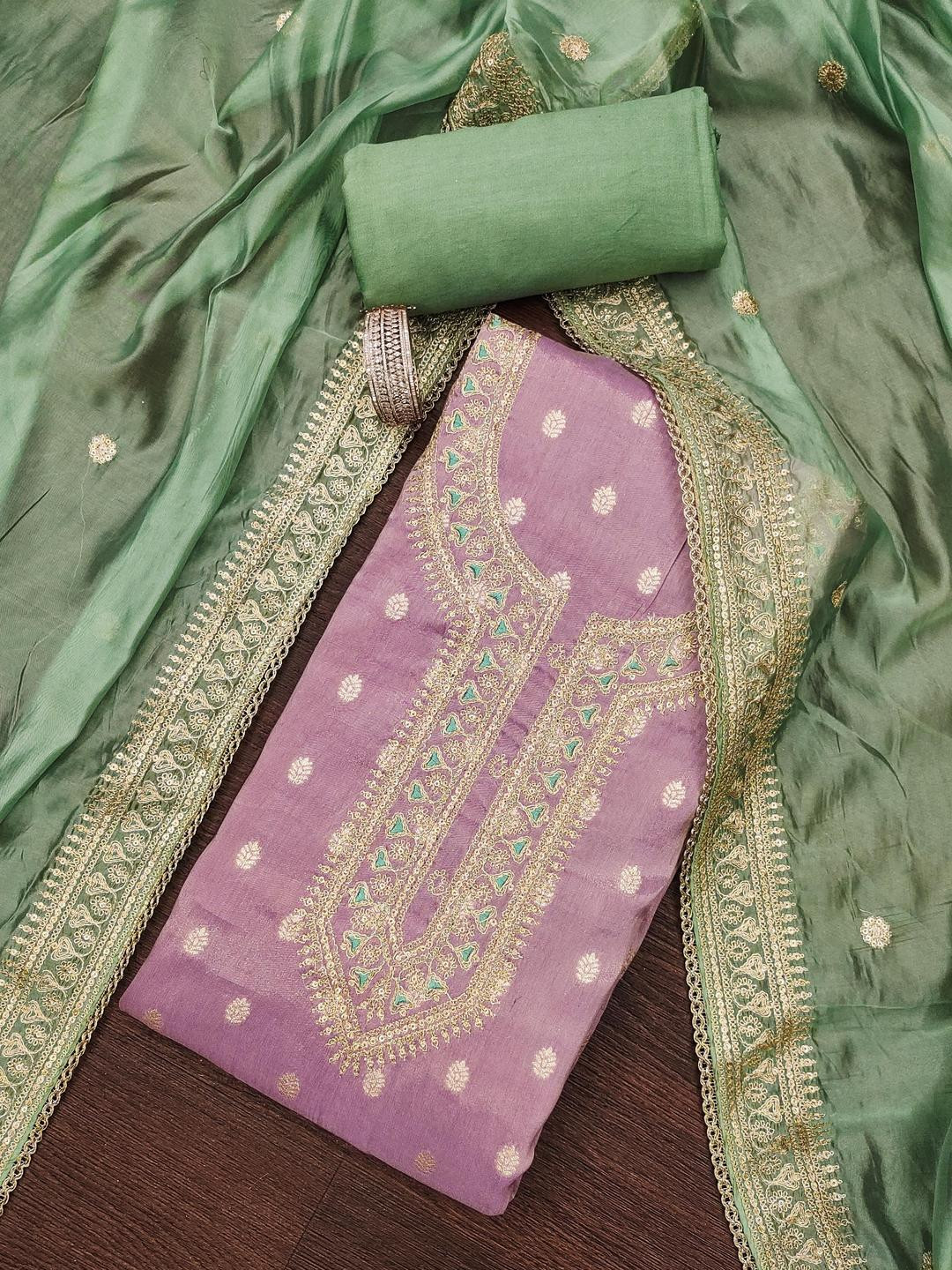 KALINI Women Lavender Simmer Silk Unstitched Dress Material