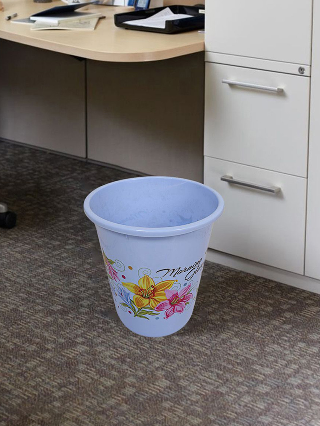 Kuber Industries Blue Printed Open Dustbin