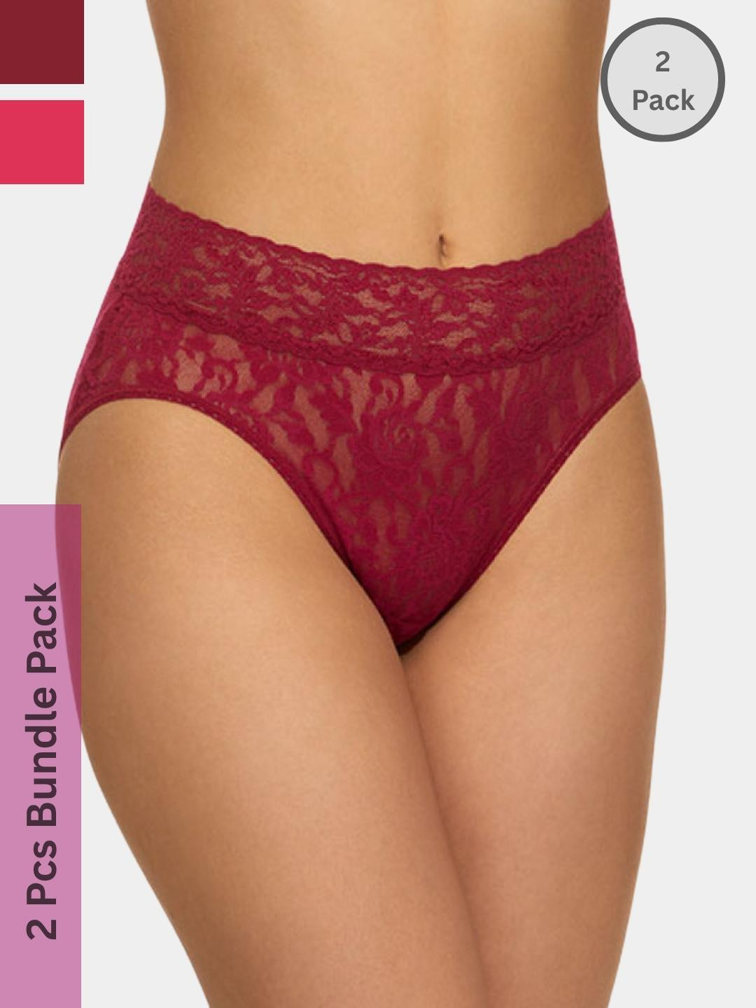 Ribald The Neech Women Pack of 2 Maroon-Rose Pink High Waist Briefs