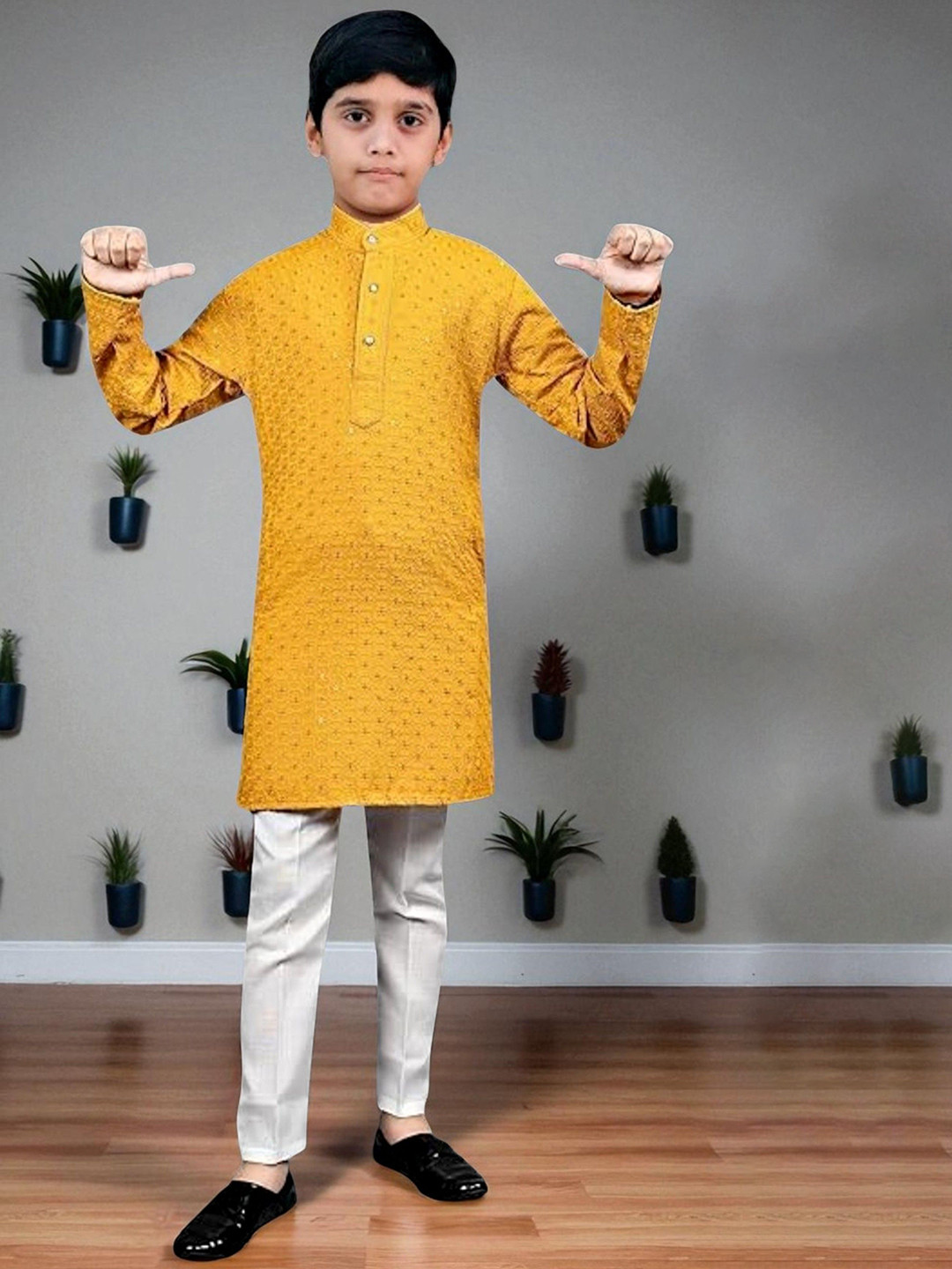 Pohar Creation Boys Yellow Pure Cotton Kurta Sets