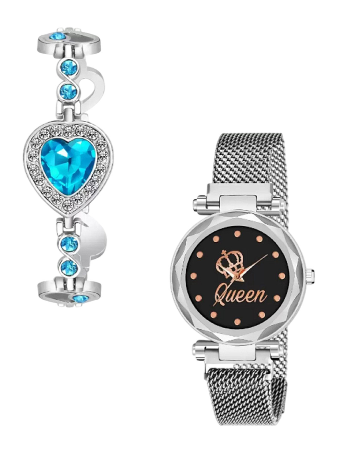 Miss Perfect Women Bracelet Style Straps Analogue Watch & Bracelet Gift Set LJ40