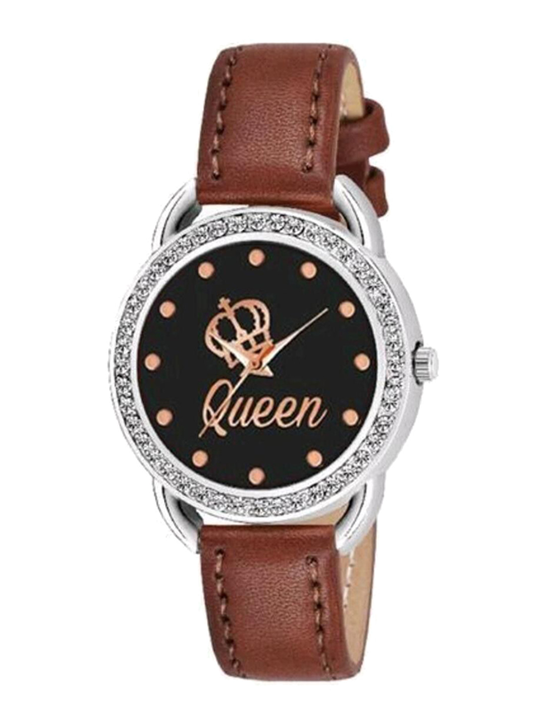 Miss Perfect Women Embellished Dial & Leather Textured Straps Analogue Watch Cvv198