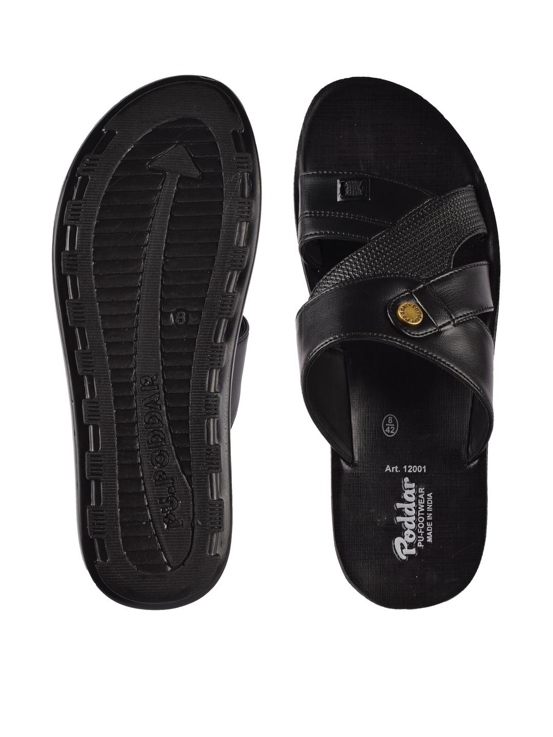 Poddar Men Cross-Strap & Textured Sole One Toe Flats