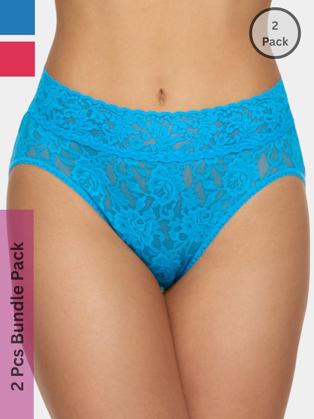 Ribald The Neech Women Pack of 2 Turquoise Blue-Rose Pink High Waist Briefs