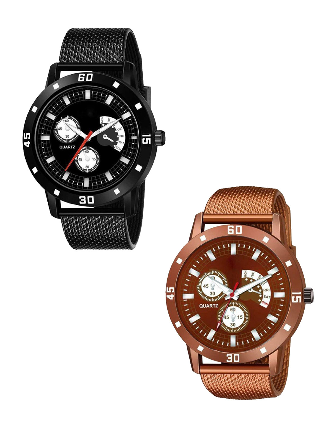 Miss Perfect Men Set Of 2 Dial & Bracelet Style Straps Analogue Watch FA406