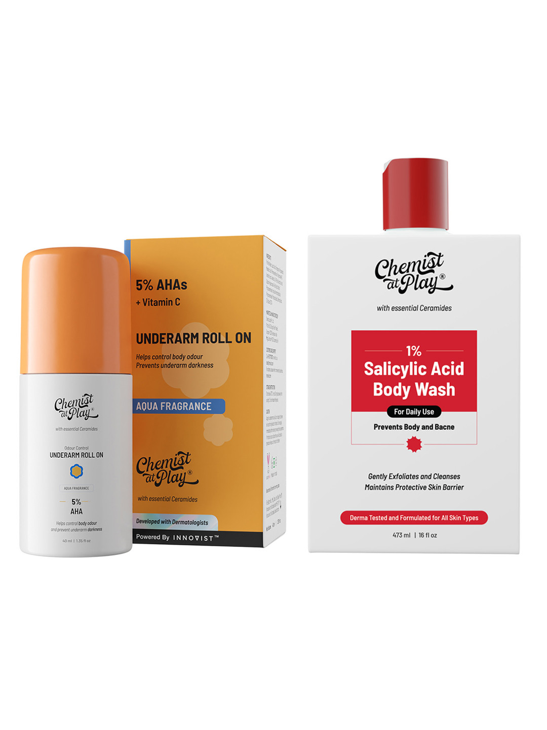 Chemist at Play Set of Underarm Roll On 40ml & Salicylic Acid Body Wash 473ml