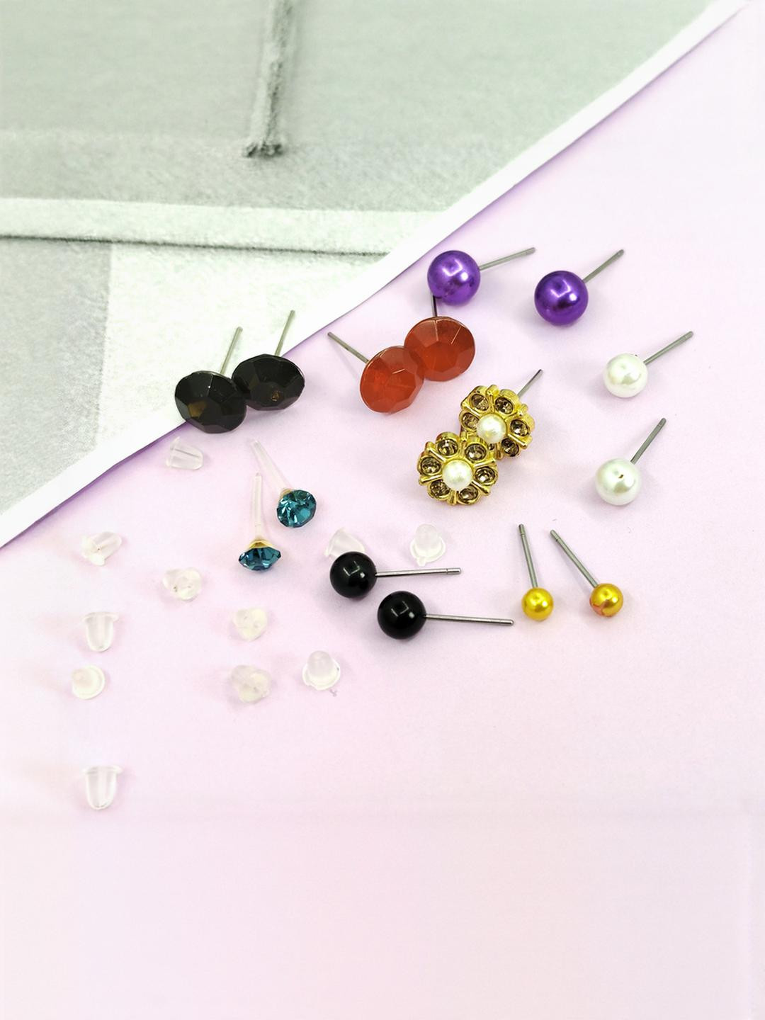 Honbon Women Pack Of  36 Multi Casual Artificial Stones and Beads Studs Earrings