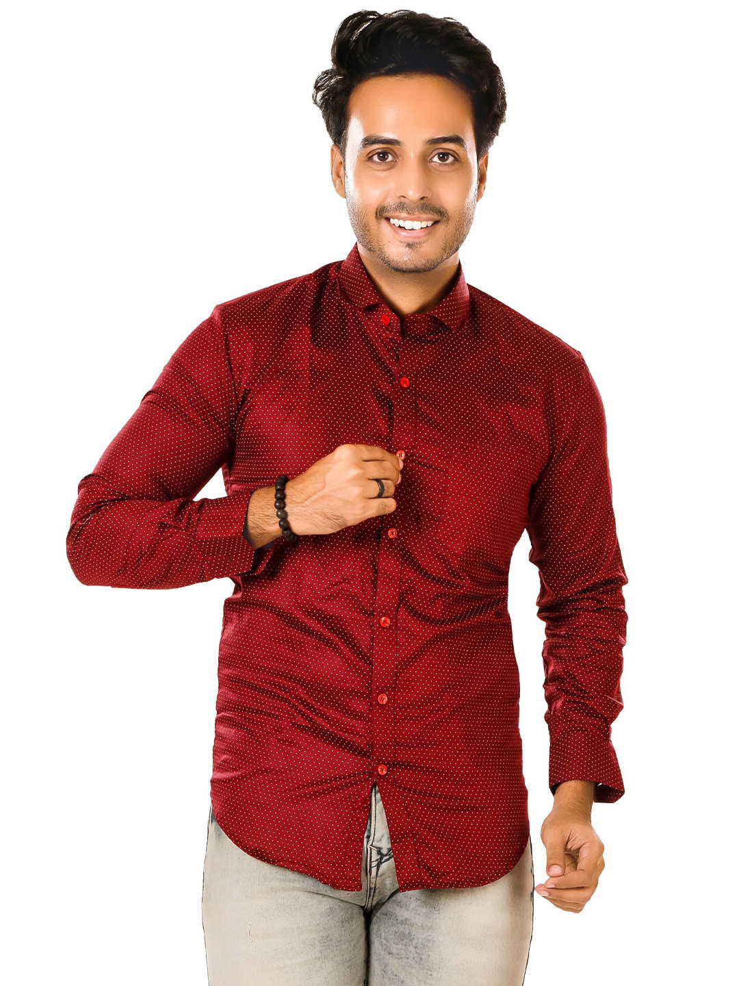 LUXURY BY LAMIS Men Standard Slim Fit Micro Ditsy Printed Spread Collar Casual Shirt