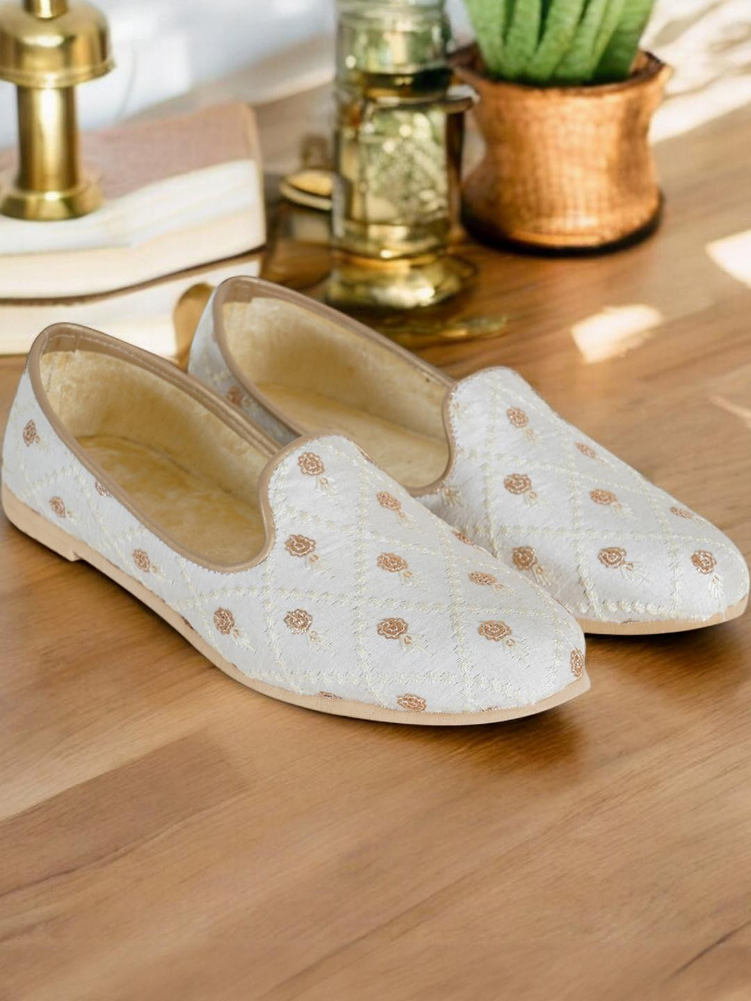 DFR Men Off White Textile  Loafers