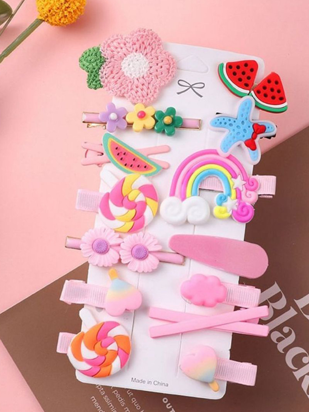 Radhya Accessories Girls Pack of 14 Flower Tic Tac Hair Clips