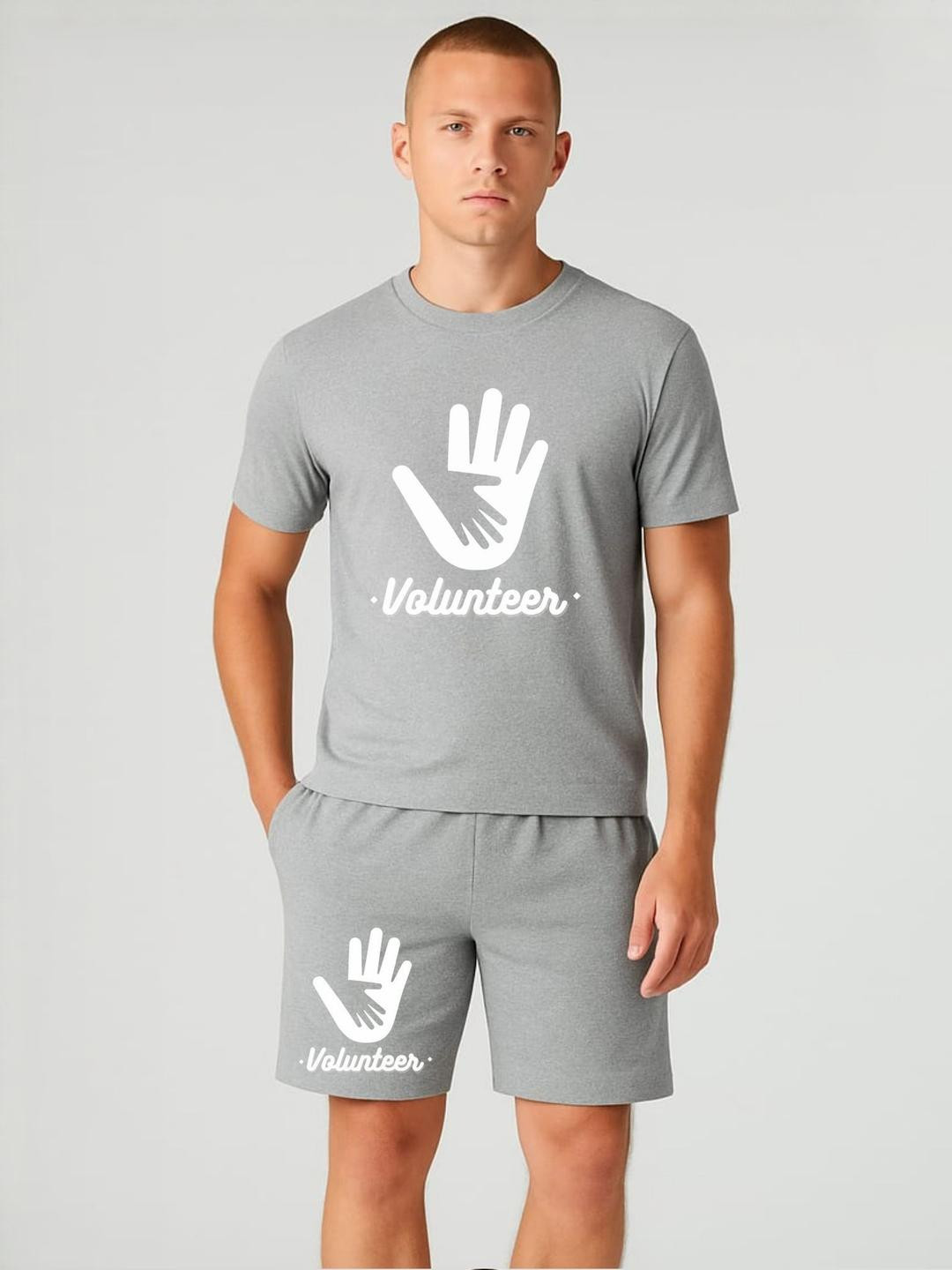 FABSTIEVE Men Volunteer Printed Round Neck T-Shirt With Shorts Co-ords
