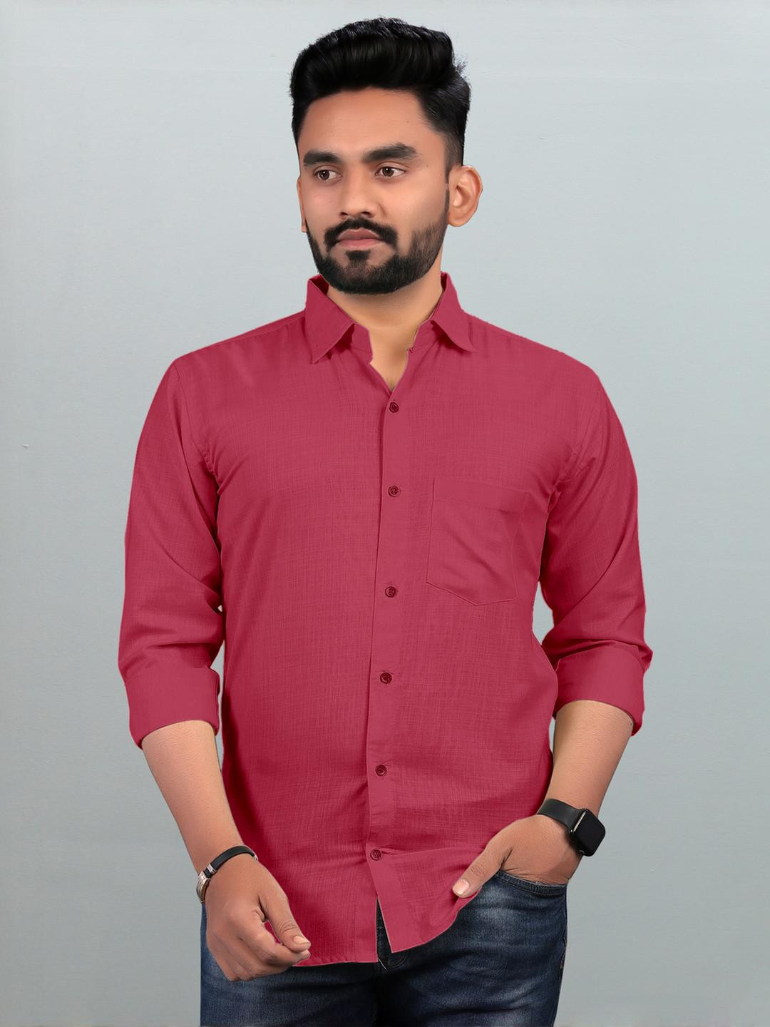 Eleni Trendz Men Maroon Cotton Casual Shirts