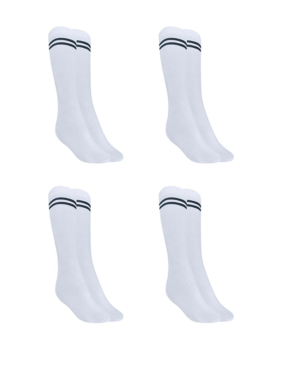 MUKHAKSH Girls Pack of 4 Grey Stripes Border Lining Calf Length Socks
