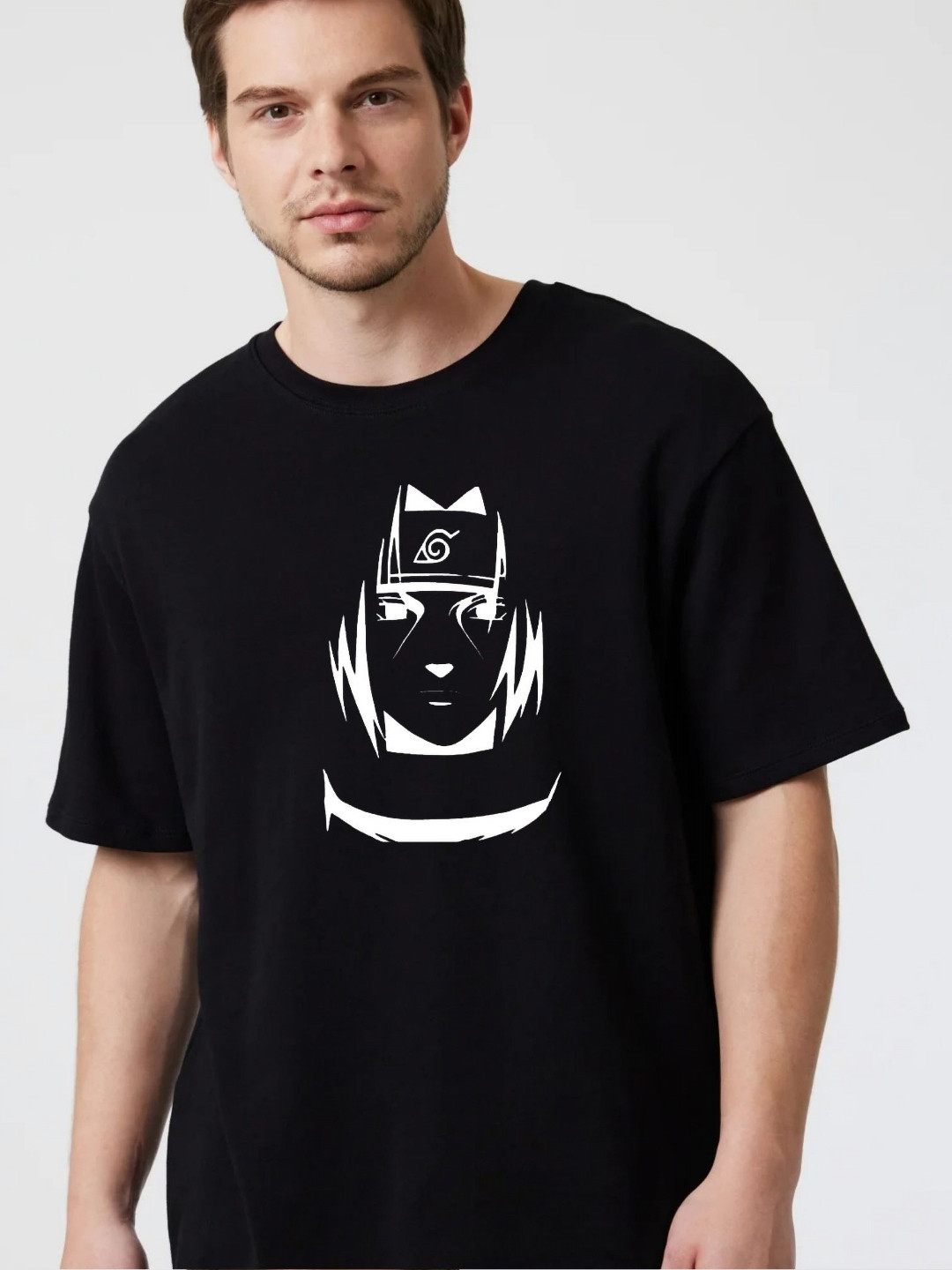 Fashnobic Men Naruto Dry Fit Graphic Printed Round Neck Cotton Oversized T-shirt