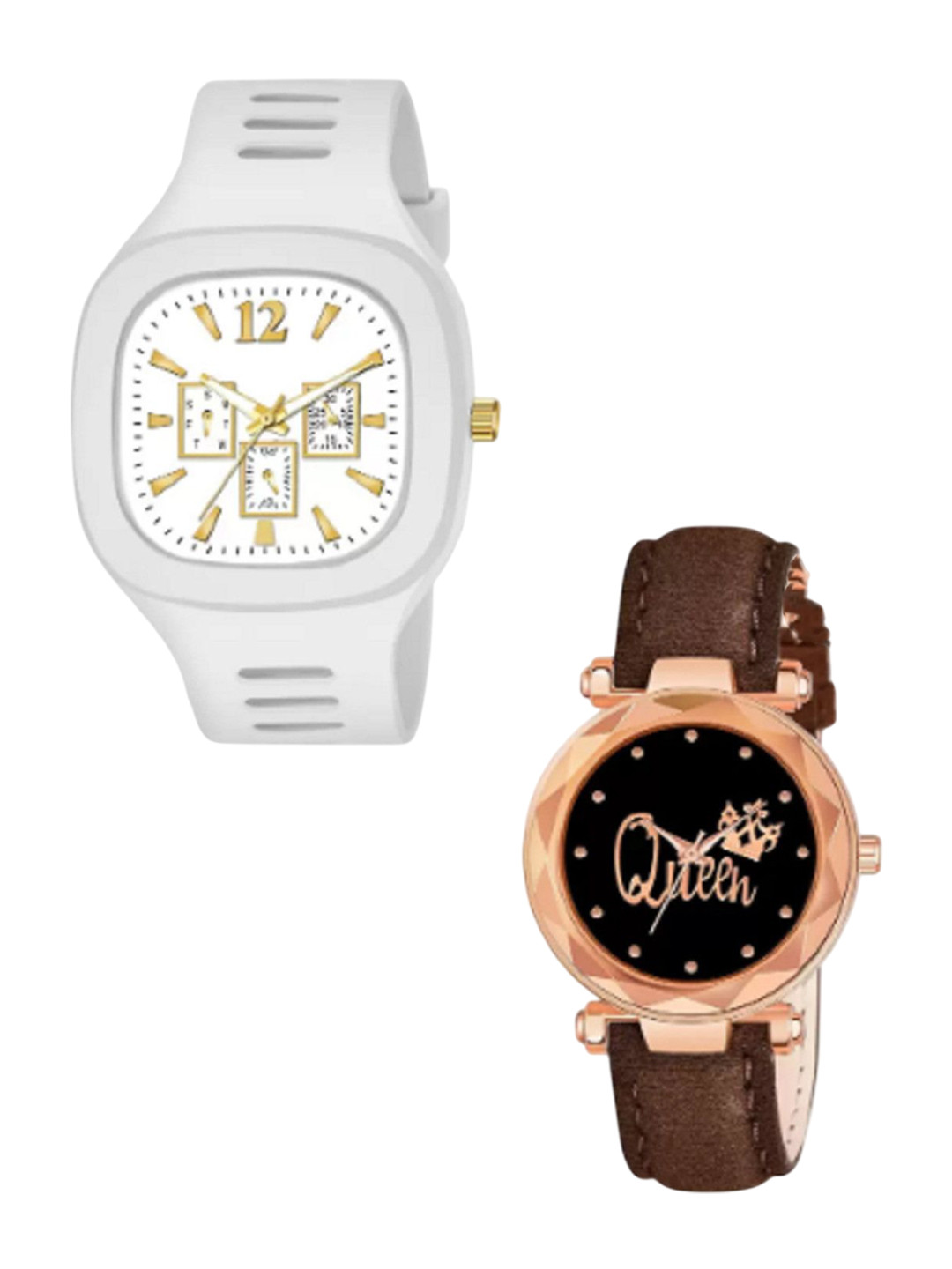 Miss Perfect Unisex Pack of 2 Round Dial & Regular Straps Analogue Watch  LJ311