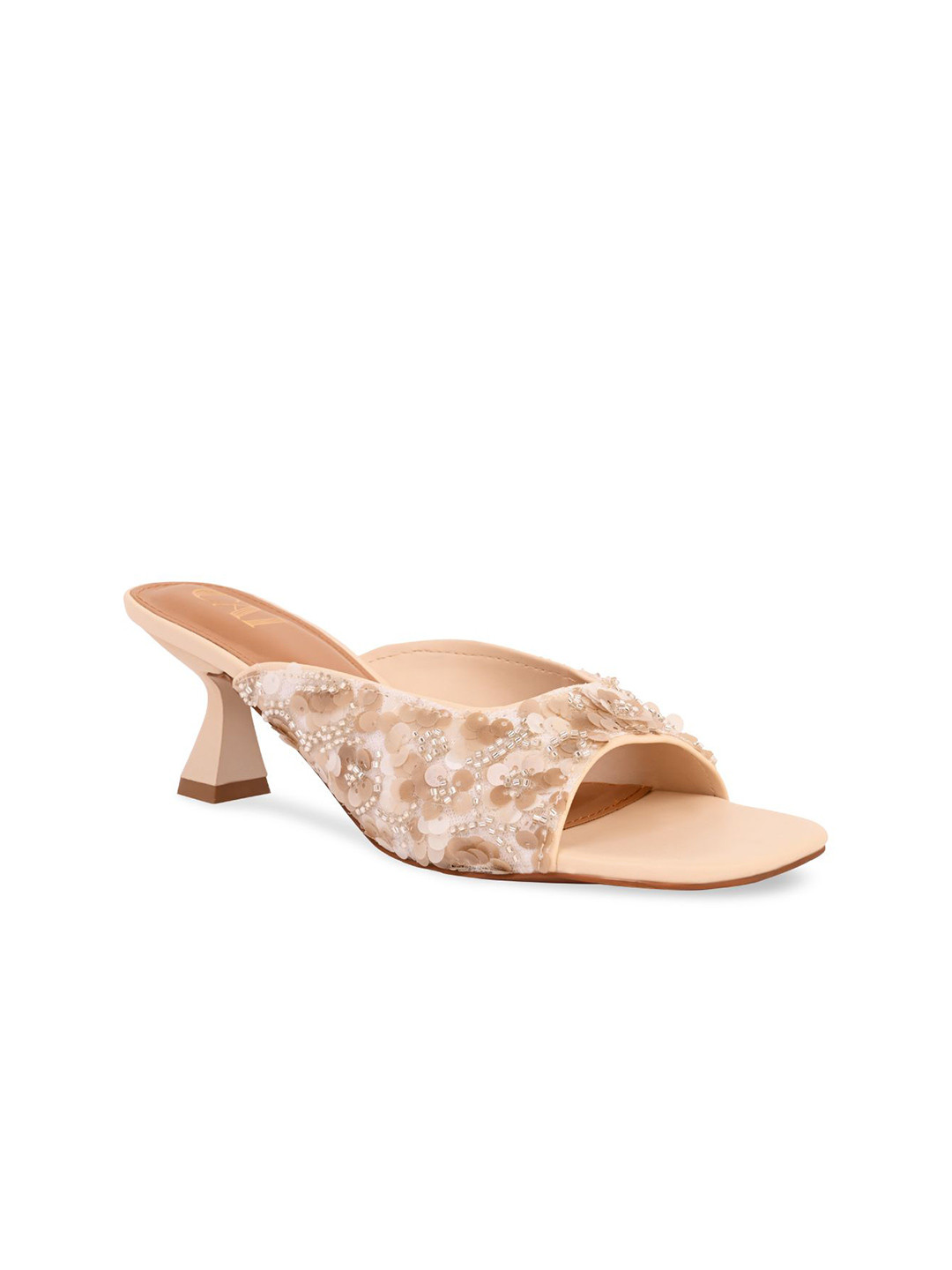 CAI Cream flower beige strap heel