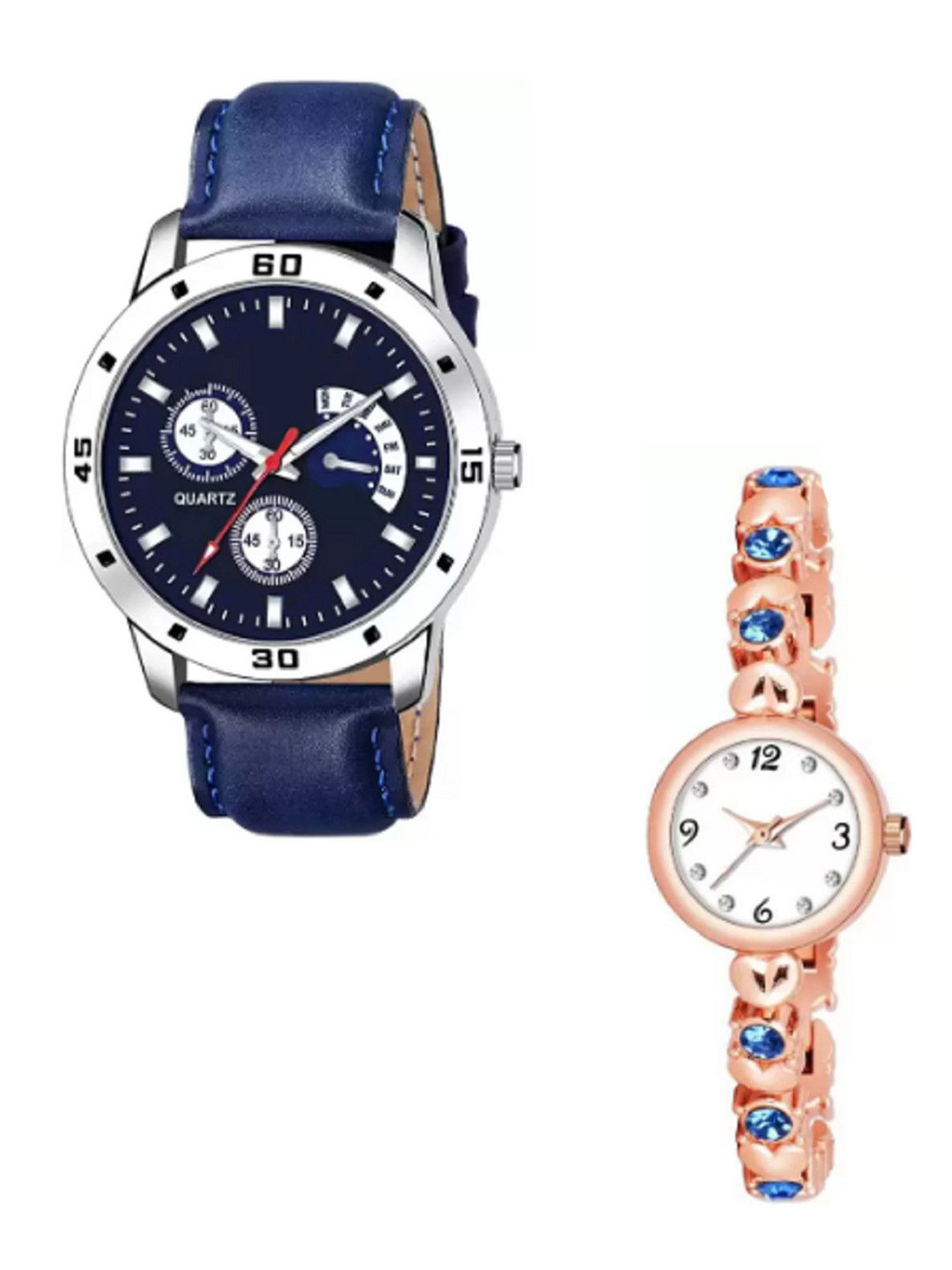 Miss Perfect Unisex Pack of 2 Leather Straps Analogue Watch PL355