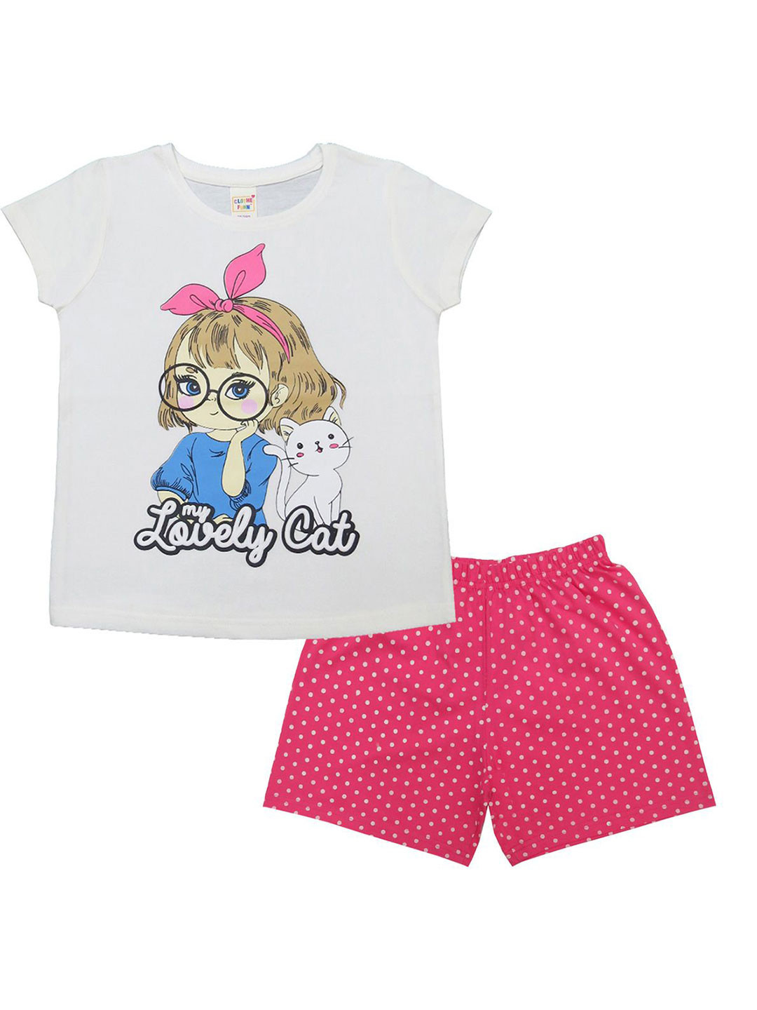 Clothe Funn Girls Printed Cotton Top with Shorts Night Suit